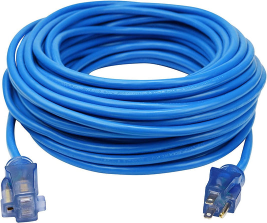 12/3 X 50' Single or Triple Tap Extension Cords - BLUE